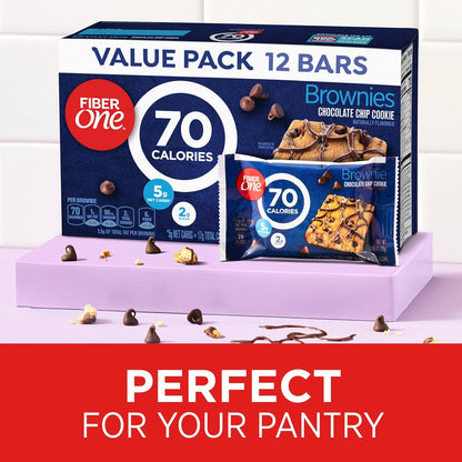 Fiber_One_70_Calorie_Brownies,_Chocolate_Chip_Cookie_Snack_Bars,_2g_Sugar,_Value_Pack,_12_Ct,_10.6_oz