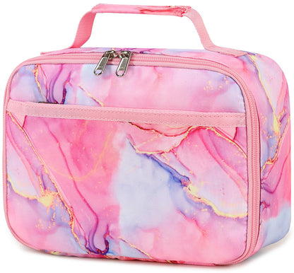 Bluboon Kids Girls Unisex Marble-pink Lunch Bag, 8.7&amp;#34; x 6.3&amp;#34; x 7.5&amp;#34;