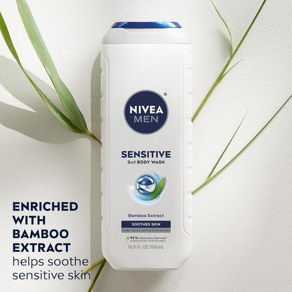 NIVEA_MEN_Sensitive_Body_Wash_with_Bamboo_Extract,_Moisturizing_Body_Wash_for_Sensitive_Skin,_Soap_Free_Shower_Gel_for_Men_with_No_Drying_Alcohol,_16.9_Fl_Oz_Bottle,_Pack_of_3