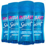 Secret Outlast Antiperspirant Deodorant for Women, 72hr Sweat & Odor Protection, PH Balancing Minerals, Invisible Solid, Completely Clean Scent, 2.6 oz