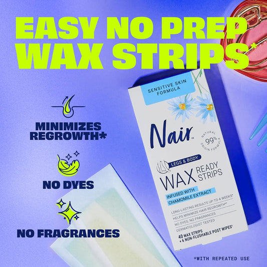 Nair_Sensitive_Hair_Remover_Mess-Free_Wax_Ready_Strips,_Legs_and_Body_Easy_Hair_Removal_Wax_Strips_for_Sensitive_Skin,_Chamomile_Extract,_Dermatologist_Tested,_Plus_6_Post_Wipes,_40_Count