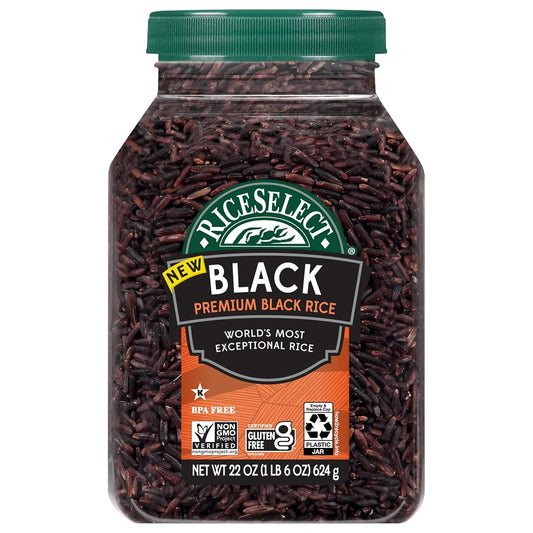 RiceSelect_Premium_Black_Rice,_Whole-Grain,_Gluten-Free,_Non-GMO,_and_Vegan_Rice,_BPA-Free_22-Ounce_Jar_(Pack_of_1)