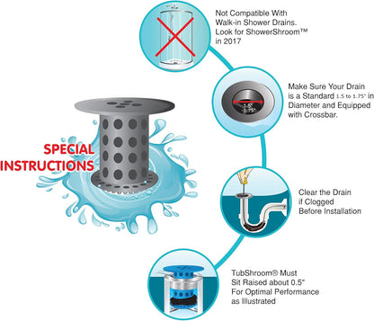 TubShroom_Bathtub_Drain_Protector_and_Hair_Catcher_-_2_Pack,_Chrome_-_Fits_1.5"_-_1.75"_Bathtub_and_Shower_Drains