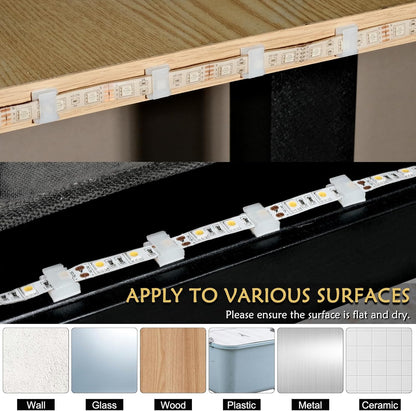 GooChan_Strip_Light_Mounting_Clips_Self-Adhesive_Strip_Brackets_Holder,100Pack_Clamps_Fix_Light_Strip_8mm_10mm_12mm_(for_10mm(3/8")_Wide_Strip_Light)