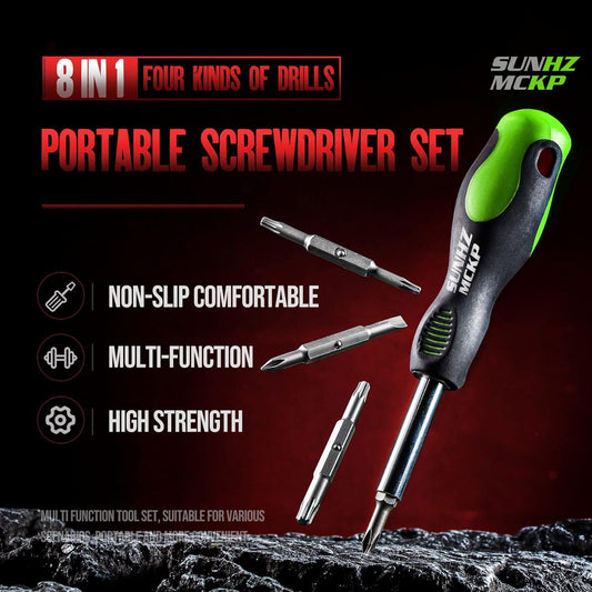SUNHZMCKP_8_in_1_Screwdriver,_Portable_multi-purpose_screwdriver_set，High-Strength_Bits,_Phillips,_Slotted,_Torx，Suitable_for_outdoor_and_daily_repair_tools,Practical_hand_tools