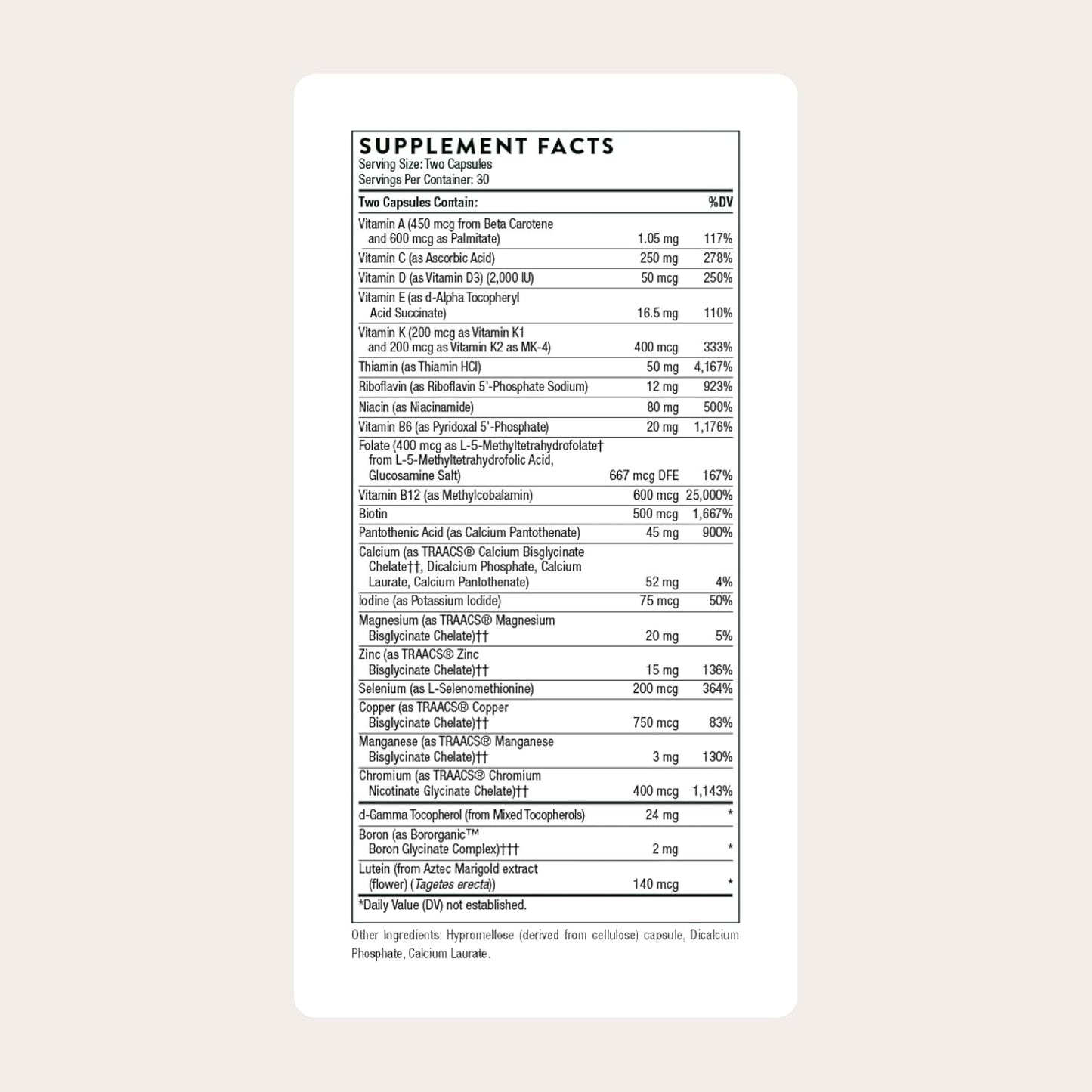 THORNE_-_Basic_Nutrients_2/Day_-_Comprehensive_Daily_Multi-Vitamin_with_Optimal_Bioavailability_-_Vitamin_&_Mineral_Formula_-_Third-Party_Certified_-_Gluten,_Dairy_&_Soy-Free_-_60_Capsules