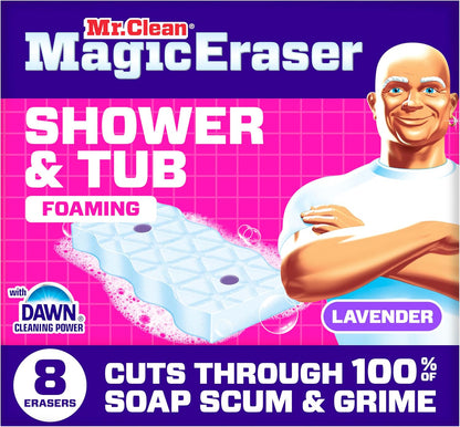 Mr._Clean_Magic_Eraser_Sponge,_Bathroom,_Shower,_Tub_Cleaner,_Soap_Scum_Remover,_Bathroom_Cleaning_Supplies,_Dawn_Cleaning_Power_with_Lavender_Scent,_Shower_&_Tub,_8ct