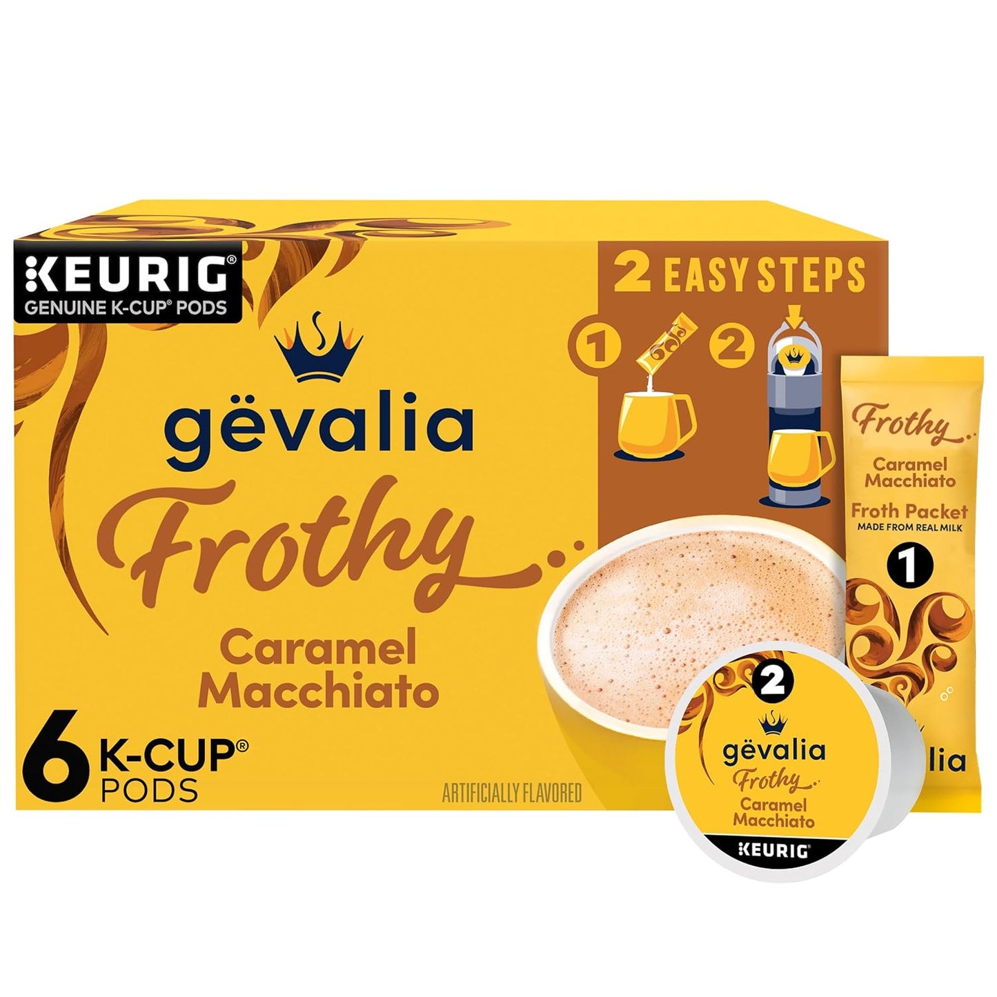 Gevalia_Frothy_2-Step_Artificially_Flavored_Caramel_Macchiato_Espresso_Style_K-Cup_Coffee_Pods_&_Froth_Packets_Kit,_6_ct_Box