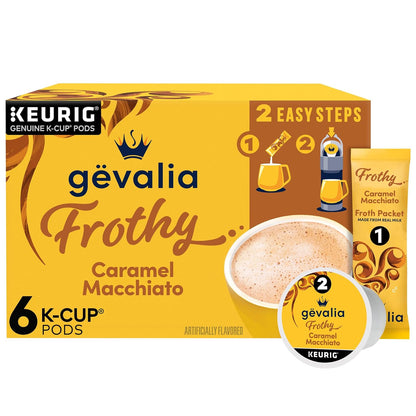 Gevalia_Frothy_2-Step_Artificially_Flavored_Caramel_Macchiato_Espresso_Style_K-Cup_Coffee_Pods_&_Froth_Packets_Kit,_6_ct_Box