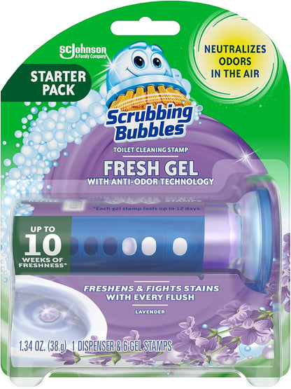 Scrubbing_Bubbles_Fresh_Gel_Toilet_Bowl_Cleaning_Stamps,_Helps_Keep_Toilet_Clean_and_Helps_Prevent_Limescale_&_Rings,_Lavender_Scent,_1_Dispenser_with_6_Fresh_Gel_Stamps