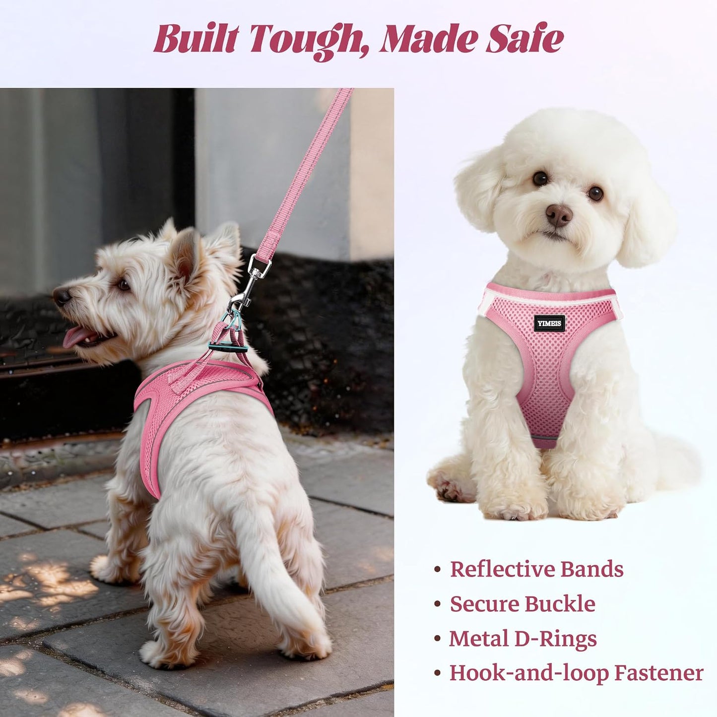 Dog_Harness_and_Leash_Set,_No_Pull_Soft_Mesh_Pet_Harness,_Reflective_Adjustable_Puppy_Vest_for_Small_Medium_Large_Dogs,_Cats_(Pink,_X-Small_(Pack_of_1)