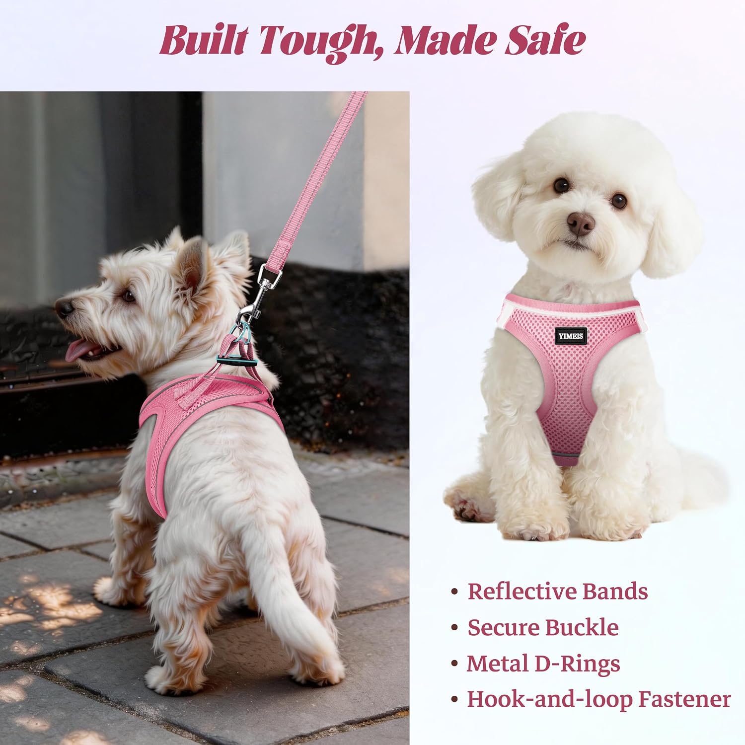 Dog_Harness_and_Leash_Set,_No_Pull_Soft_Mesh_Pet_Harness,_Reflective_Adjustable_Puppy_Vest_for_Small_Medium_Large_Dogs,_Cats_(Pink,_X-Small_(Pack_of_1)