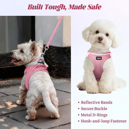 Dog_Harness_and_Leash_Set,_No_Pull_Soft_Mesh_Pet_Harness,_Reflective_Adjustable_Puppy_Vest_for_Small_Medium_Large_Dogs,_Cats_(Pink,_X-Small_(Pack_of_1)