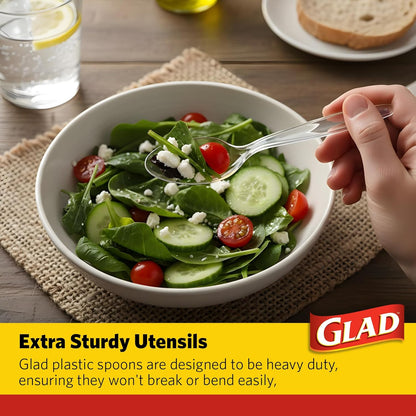 Glad_Clear_Plastic_Spoons,_Sturdy_Disposable_Plastic_Cutlery_for_Parties,_Events,_Outdoor_Meals,_and_Everyday_Use,_Clear_Neutral_Design_Fits_Any_Table_Setting,_24_Count