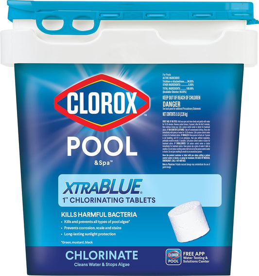 Clorox®_Pool&Spa™_XtraBlue_1”_Swimming_Pool_Chlorinating_Tablets,_Kills_Bacteria_&_Stops_Algae,_Perfect_for_Small_Pools_(5_LB)