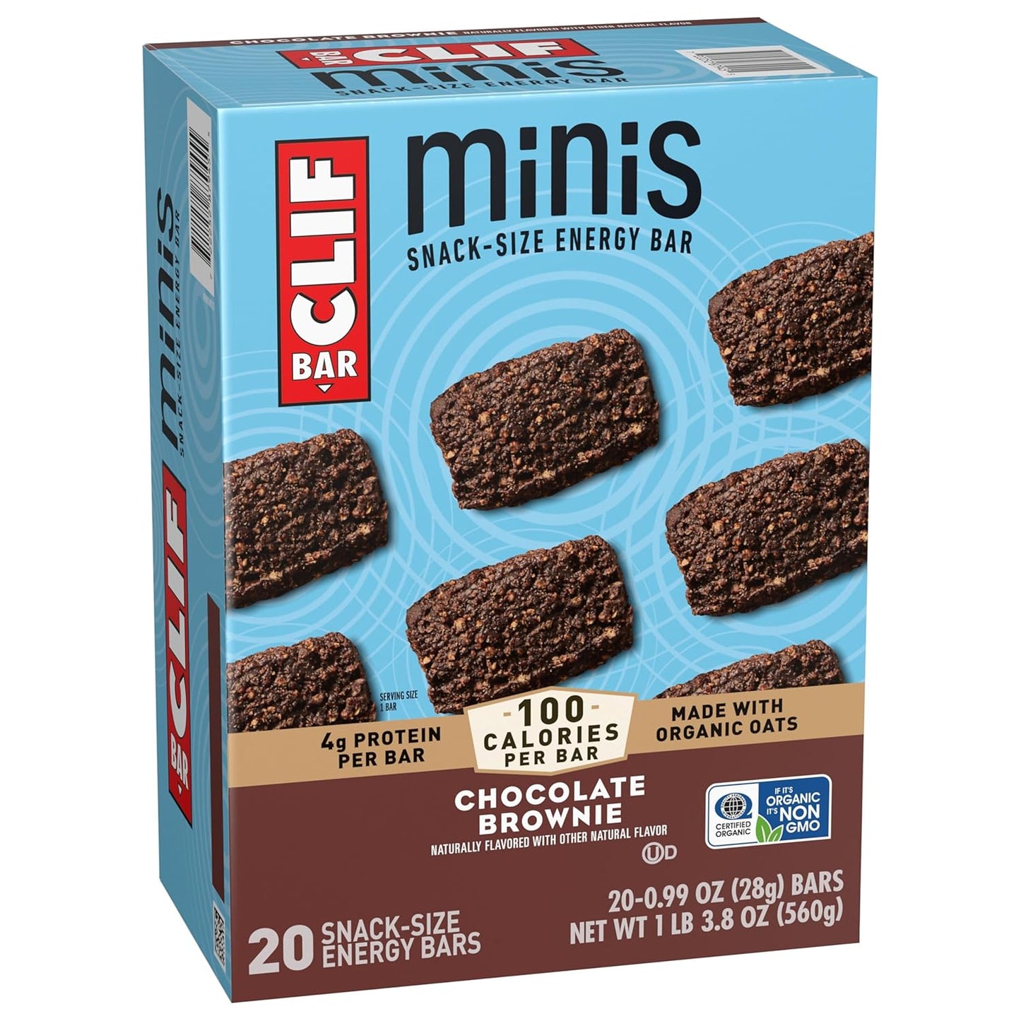 CLIF_BAR_Minis_-_Chocolate_Brownie_Flavor_-_Made_with_Organic_Oats_-_4g_Protein_-_Non-GMO_-_Plant_Based_-_Snack-Size_Energy_Bars_-_0.99_oz._(20_Pack)