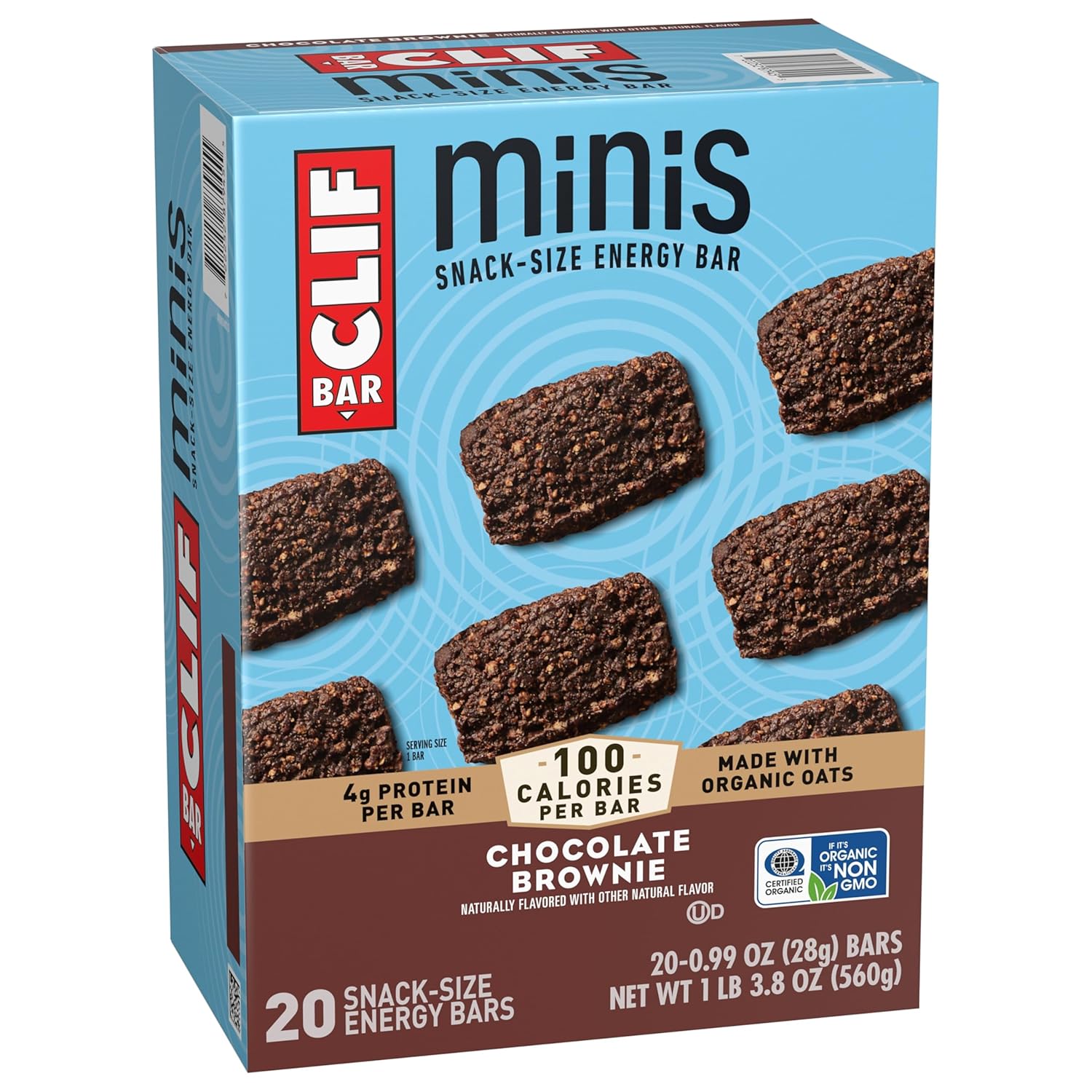 CLIF_BAR_Minis_-_Chocolate_Brownie_Flavor_-_Made_with_Organic_Oats_-_4g_Protein_-_Non-GMO_-_Plant_Based_-_Snack-Size_Energy_Bars_-_0.99_oz._(20_Pack)