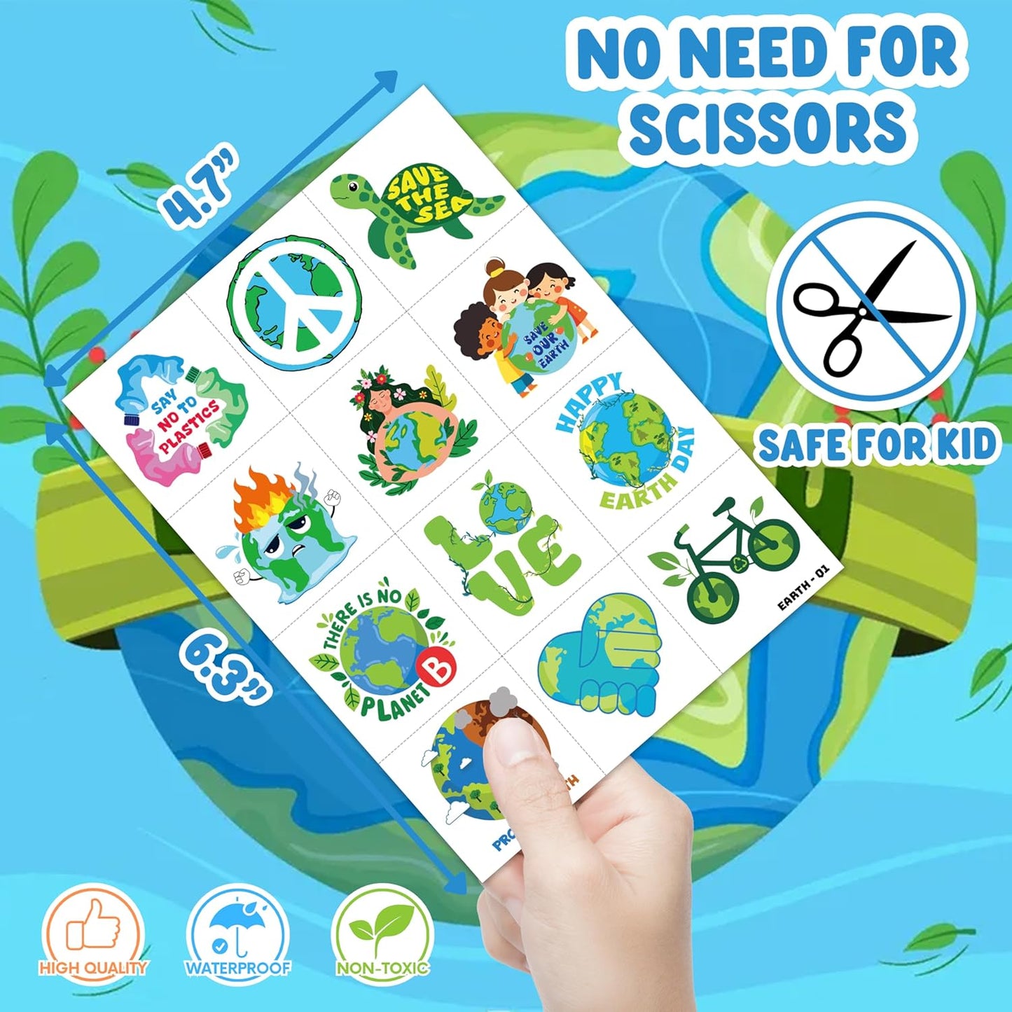 120_PCS_Earth_Day_Environment_Pre-Cut_Temporary_Tattoos_for_Kids_|_Super_Cute_Themed_Birthday_Party_Favors,_Supplies,_Decorations,_Fake_Tattoo_Stickers,_School_Rewards_Prizes_&_Gifts_Boys_&_Girls