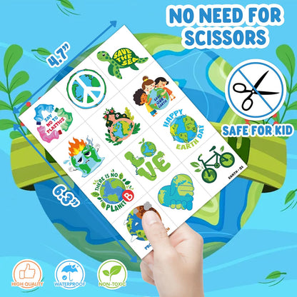 120_PCS_Earth_Day_Environment_Pre-Cut_Temporary_Tattoos_for_Kids_|_Super_Cute_Themed_Birthday_Party_Favors,_Supplies,_Decorations,_Fake_Tattoo_Stickers,_School_Rewards_Prizes_&_Gifts_Boys_&_Girls