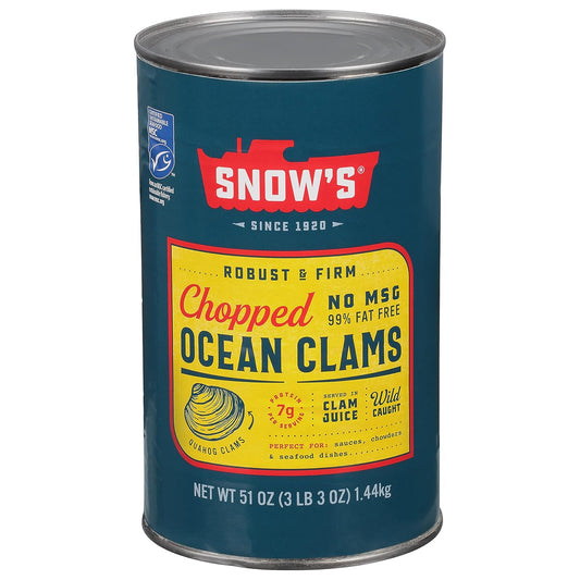 Snow's_Ocean_Chopped_Clams_Canned,_51_oz_Can_-_7g_Protein_per_Serving_-_Gluten_Free,_No_MSG,_99%_Fat_Free_-_Great_for_Pasta_&_Seafood_Recipes