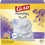 Glad ForceFlex Tall Kitchen Trash Bags, 13 Gallon, Gain Lavender
