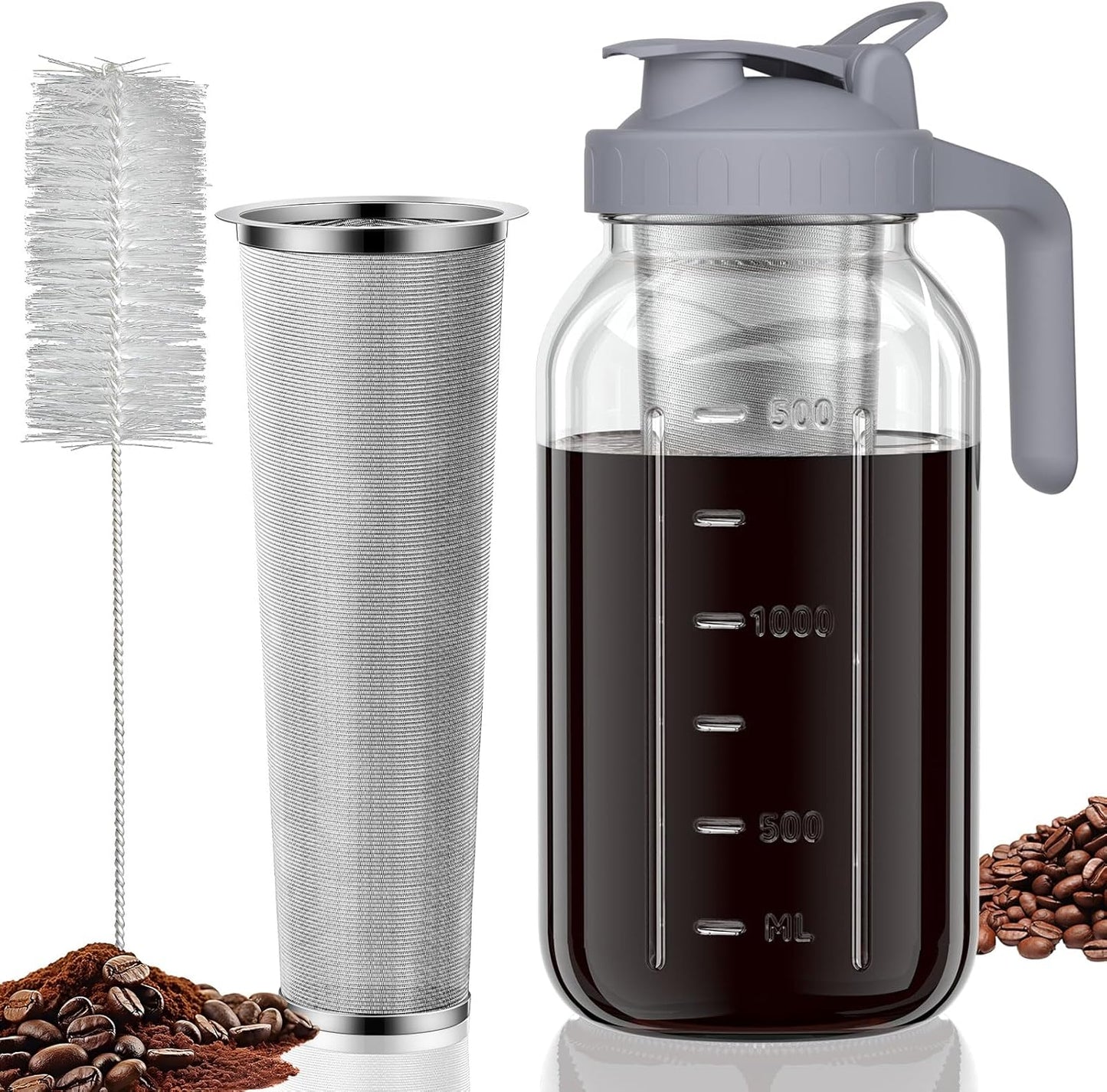 Cold_Brew_Coffee_Maker,_64_oz_Glass_Mason_Pitcher_|_100μm_stainless_steel_filter,_wide_mouth_design,_leak-proof_lid_with_handle,_pour_spout_for_iced_coffee,_tea_and_cold_drinks