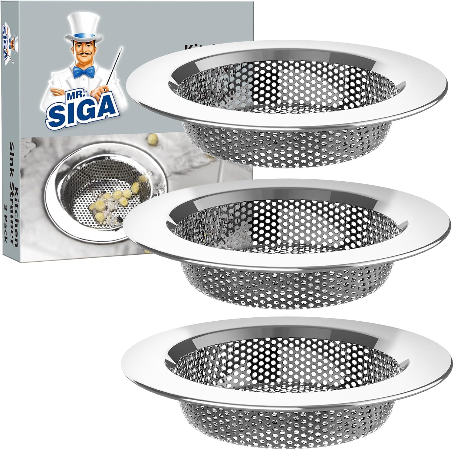 MR.SIGA_Kitchen_Sink_Strainer,_Stainless_Steel_Sink_Drain_Strainer,_Dishwasher_Safe,_Outer_Diameter_4.4_inch/11.2cm,_Inner_Diameter_3_inch/7.6cm,_Pack_of_3