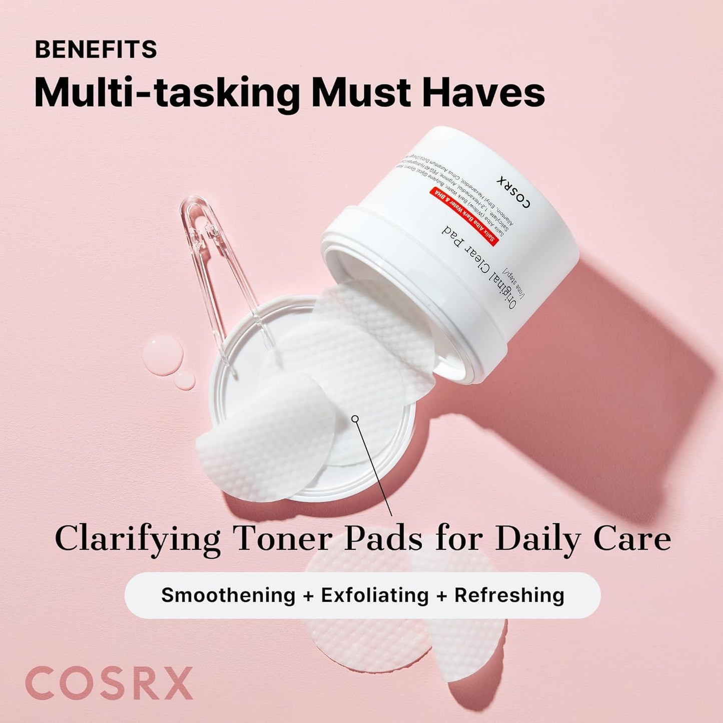 COSRX_BHA_Toner_Pads,_70_Sheets,_Exfoliating_Pads_for_Dead_Skin_&_Blackheads,_Minimize_Pores,_Prevent_Breakouts,_Improve_Skin_Texture,_Korean_Skin_Care