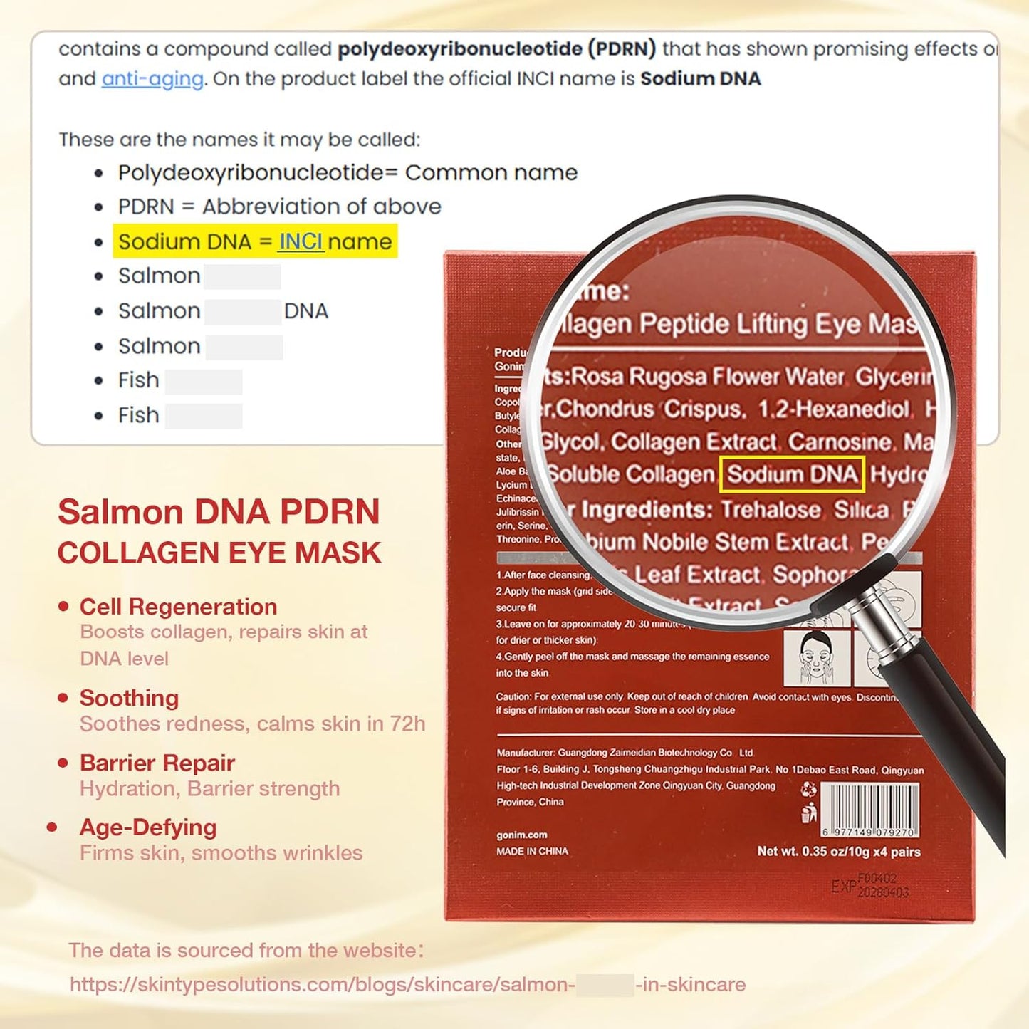 GONIM_Under_Eye_Patches_360°_Fit,_Eye_Mask_with_Collagen_Peptide,_Salmon_DNA_PDRN,_Caffeine,Retinol_&_Niacinamide,_Eye_Patches_for_Puffy_Eyes_and_Dark_Circles,_Travel_Essentials_4_pairs