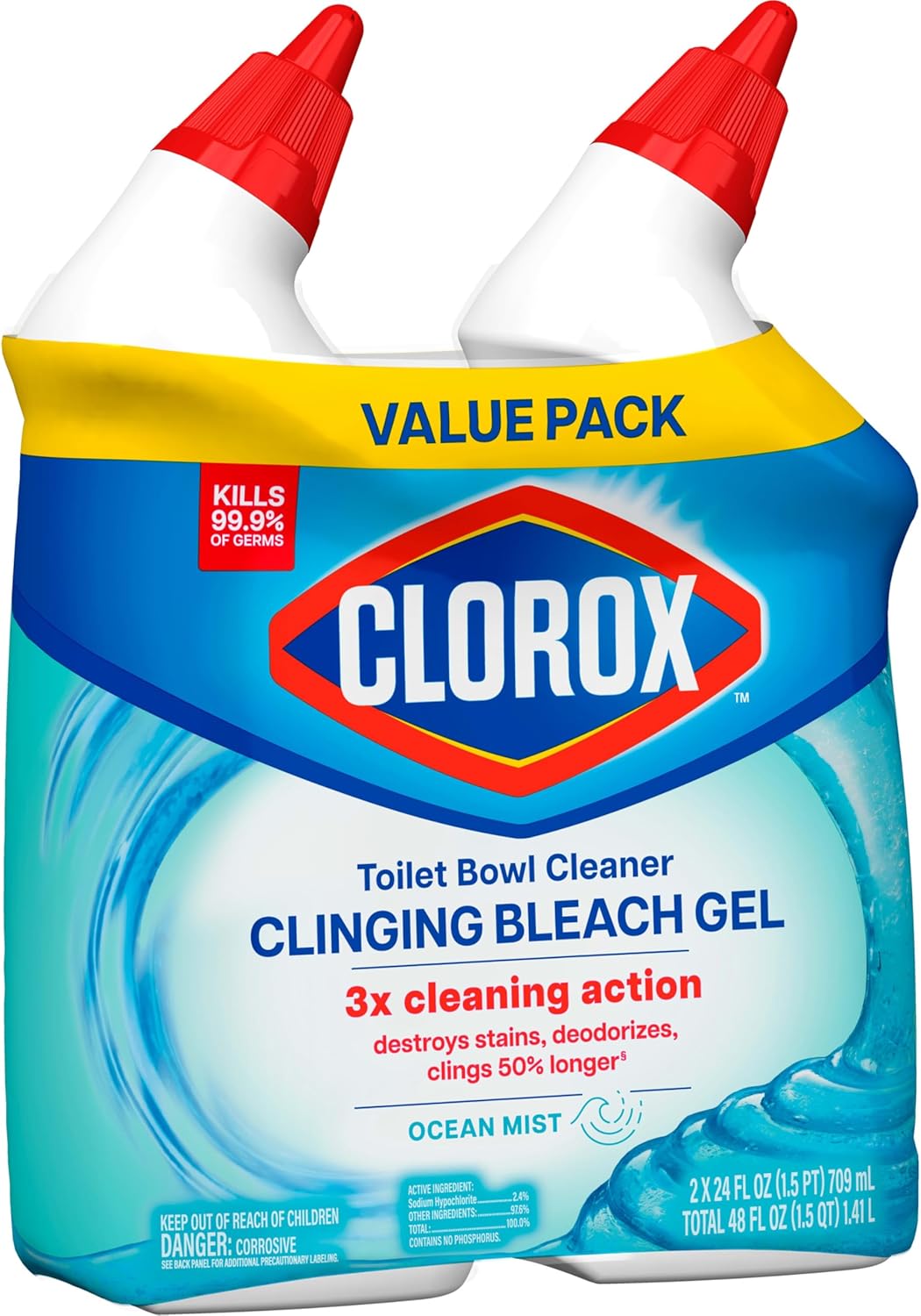 Clorox_Toilet_Bowl_Cleaner_Clinging_Bleach_Gel,_Kills_99.9%_of_Bacteria_and_Viruses,_Ocean_Mist,_24_Fl_Oz,_Pack_of_2