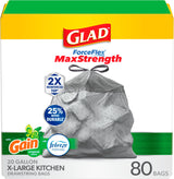 Glad ForceFlex MaxStrength XL Kitchen Trash Bags, 20 Gal
