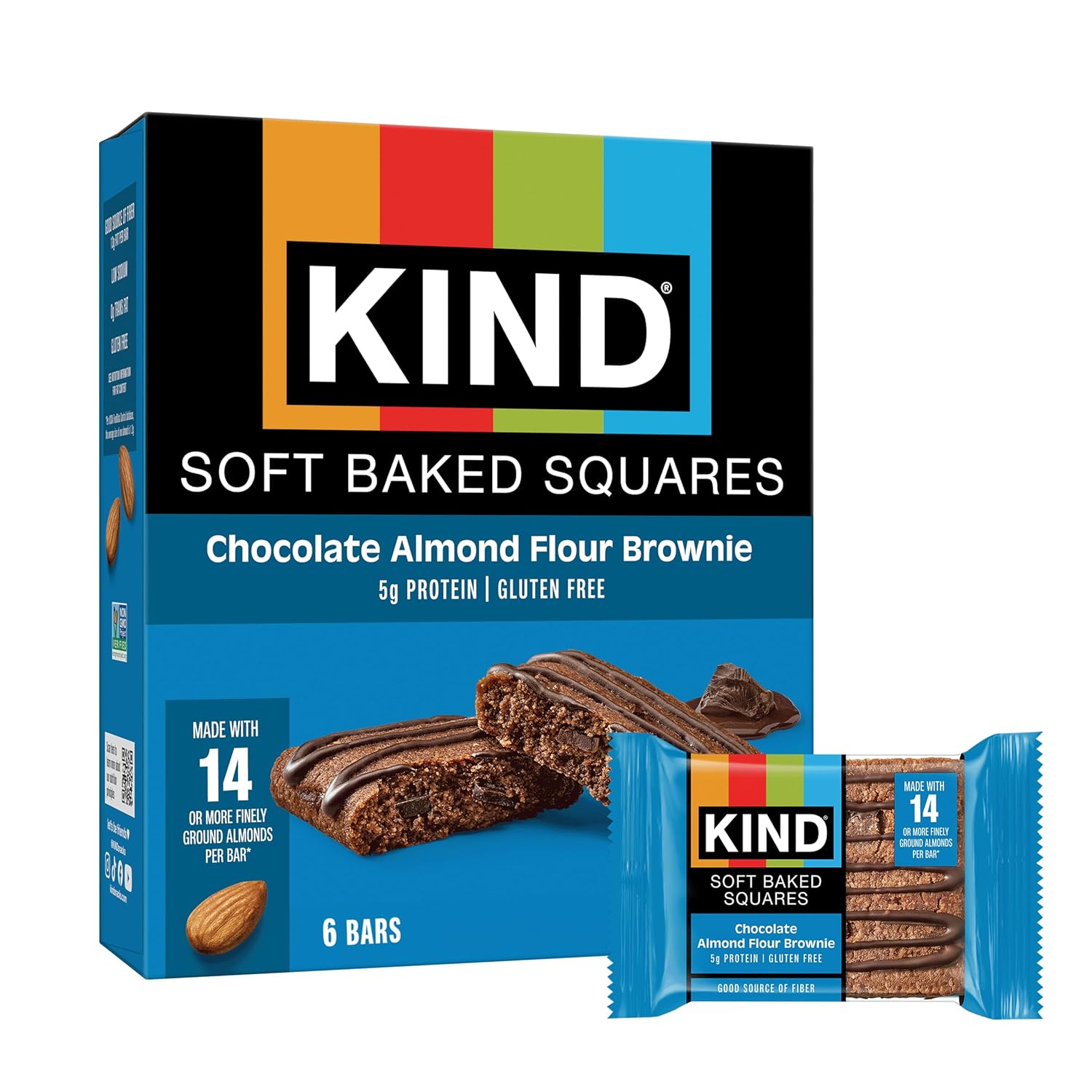 KIND_Soft_Baked_Squares,_Chocolate_Almond_Flour_Brownie,_Gluten_Free,_Healthy_Snack_Bars,_5g_Protein,_6_Count