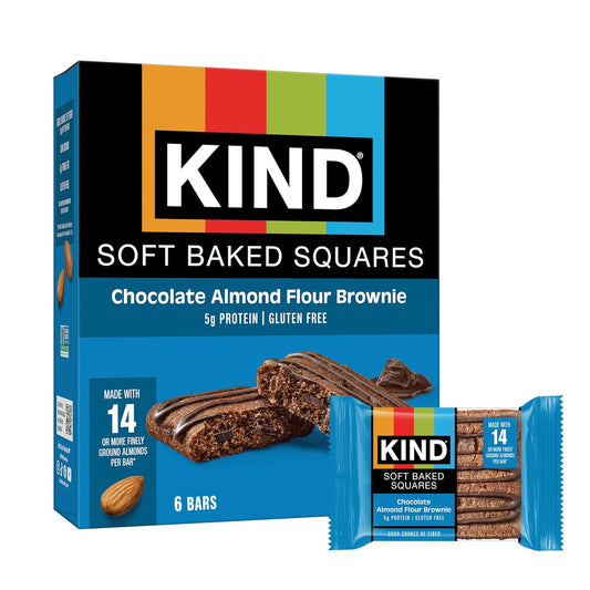 KIND_Soft_Baked_Squares,_Chocolate_Almond_Flour_Brownie,_Gluten_Free,_Healthy_Snack_Bars,_5g_Protein,_6_Count