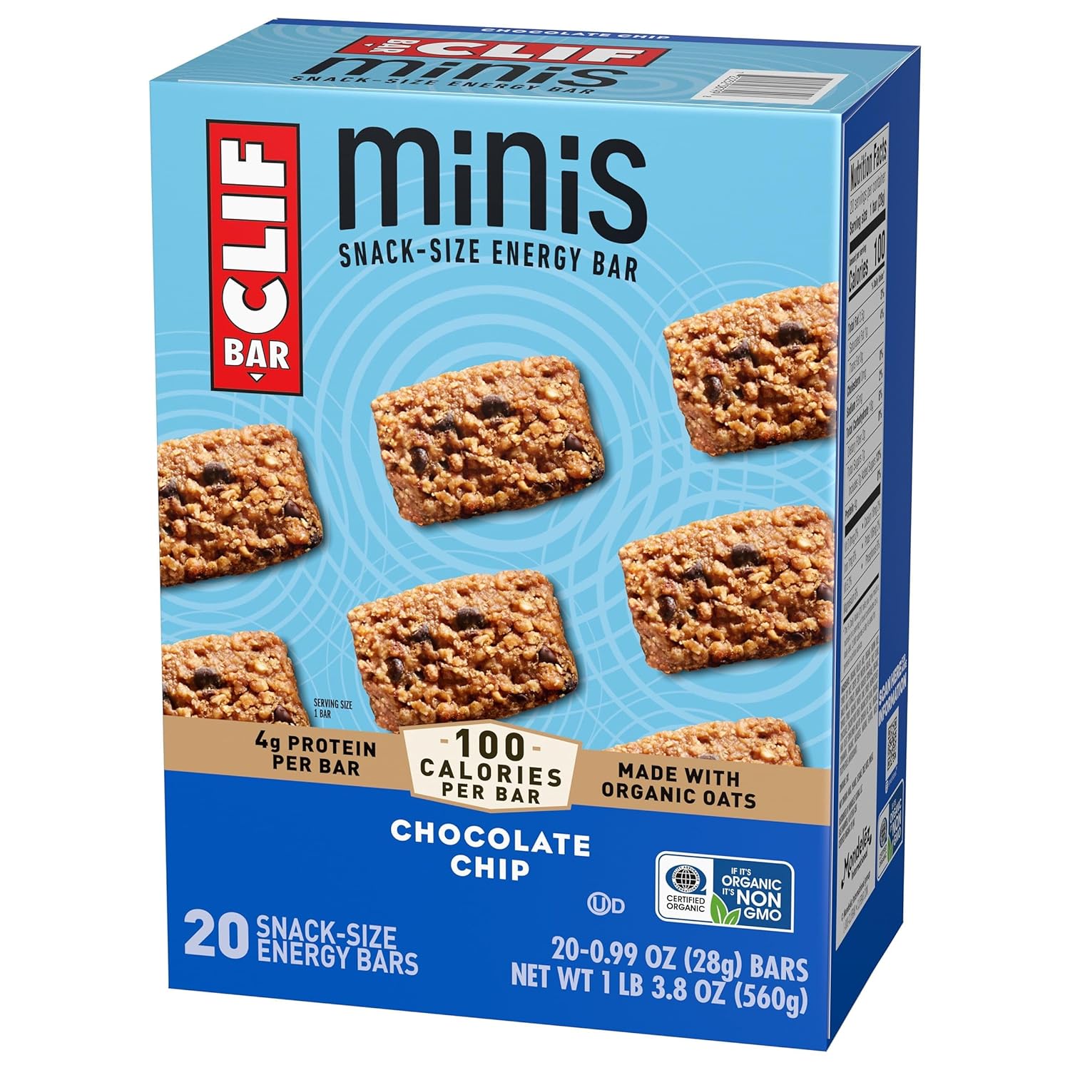 CLIF_BAR_Minis_-_Chocolate_Chip_-_Made_with_Organic_Oats_-_4g_Protein_-_Non-GMO_-_Plant_Based_-_Snack-Size_Energy_Bars_-_0.99_oz._(20_Pack)