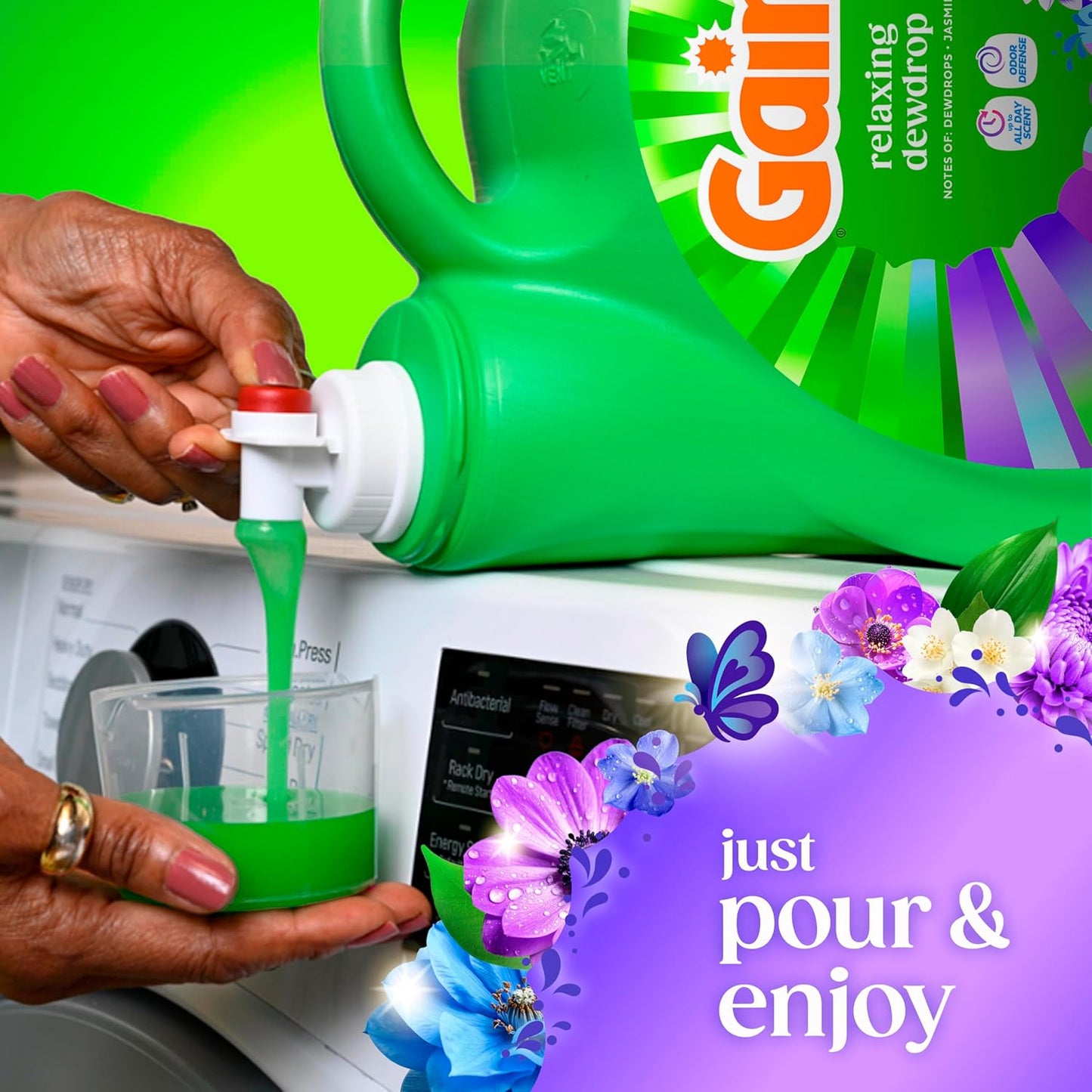 Gain_Liquid_Laundry_Detergent,_With_Odor_Defense,_Relaxing_Dewdrop_Scent,_Laundry_Soap_For_HE_Washing_Machines,_132_fl_oz,_100_Loads_(Packaging_May_Vary)