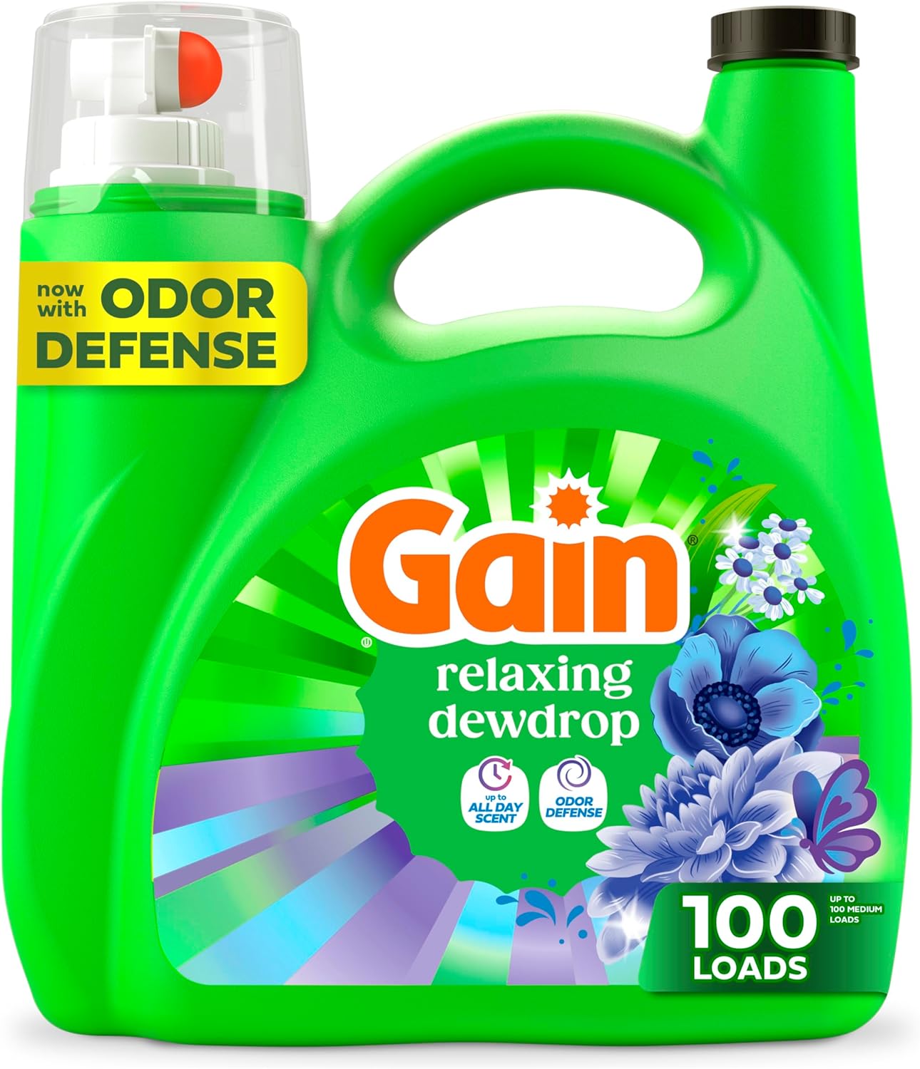 Gain_Liquid_Laundry_Detergent,_With_Odor_Defense,_Relaxing_Dewdrop_Scent,_Laundry_Soap_For_HE_Washing_Machines,_132_fl_oz,_100_Loads_(Packaging_May_Vary)