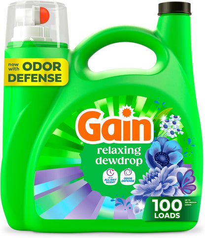 Gain_Liquid_Laundry_Detergent,_With_Odor_Defense,_Relaxing_Dewdrop_Scent,_Laundry_Soap_For_HE_Washing_Machines,_132_fl_oz,_100_Loads_(Packaging_May_Vary)