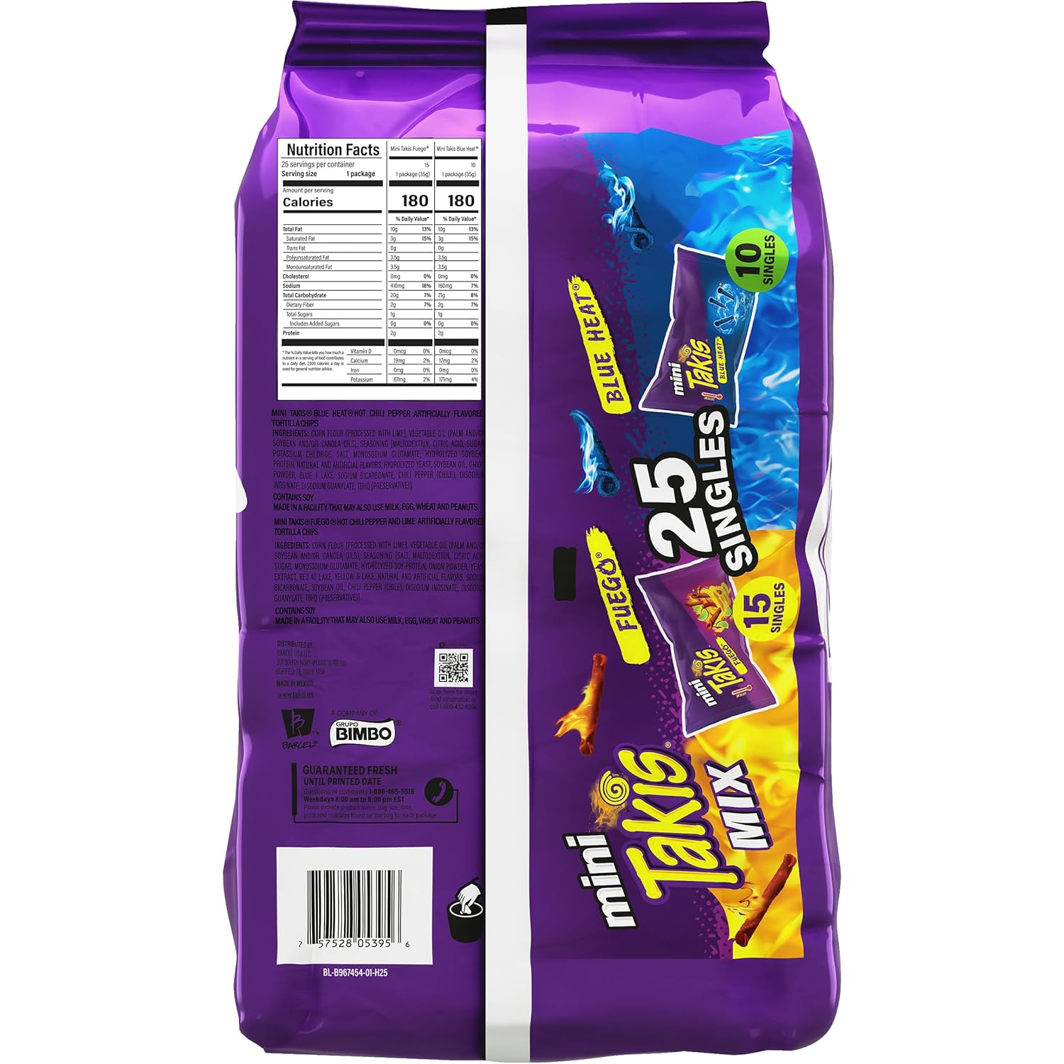 Takis_Mini_25_pc_/_1.23_oz_Bite_Size_Variety_Pack,_Assorted_Flavored_Mixed_Rolled_Tortilla_Chips_–_(15)_Fuego,_(10)_Blue_Heat