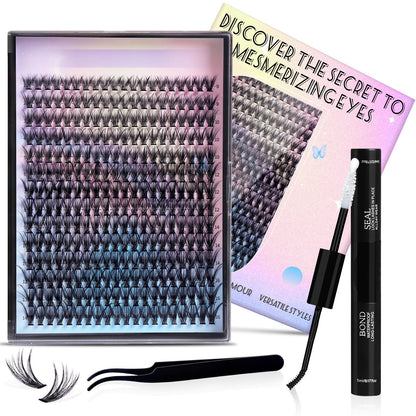 Diy Lash Clusters, 280Pcs Individual Lashes Cluster, 40D-0.07-D Curl 8-16 Mix Lash Lift Kit, Natural Look Cluster Waterproof Lashes Extensions with Tweezers, Cat Eye Lashes Easy to Apply