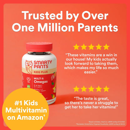 SmartyPants_Kids_Multivitamin_Gummies_with_Omega_3_DHA/EPA,_Vitamins_D3,_C,_B12,_B6,_A,_K,_and_Zinc,_Gluten_Free,_Clean_Label,_Three_Fruit_Flavors,_60_Gummies_(30_Day_Supply)