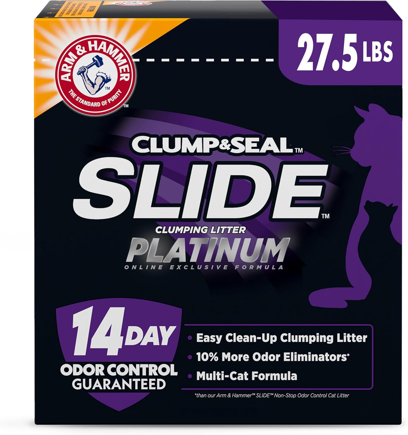 ARM_&_Hammer_Clump_&_Seal_Slide_Platinum_Multi-Cat_Clumping_Cat_Litter,_Easy_Clean_Technology_with_No_Scrubbing,_14-Day_Odor_Control,_27.5_lbs