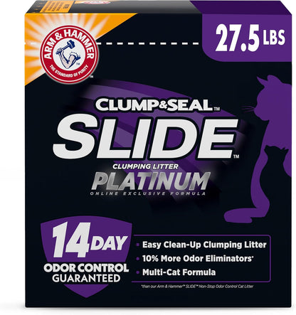 ARM_&_Hammer_Clump_&_Seal_Slide_Platinum_Multi-Cat_Clumping_Cat_Litter,_Easy_Clean_Technology_with_No_Scrubbing,_14-Day_Odor_Control,_27.5_lbs