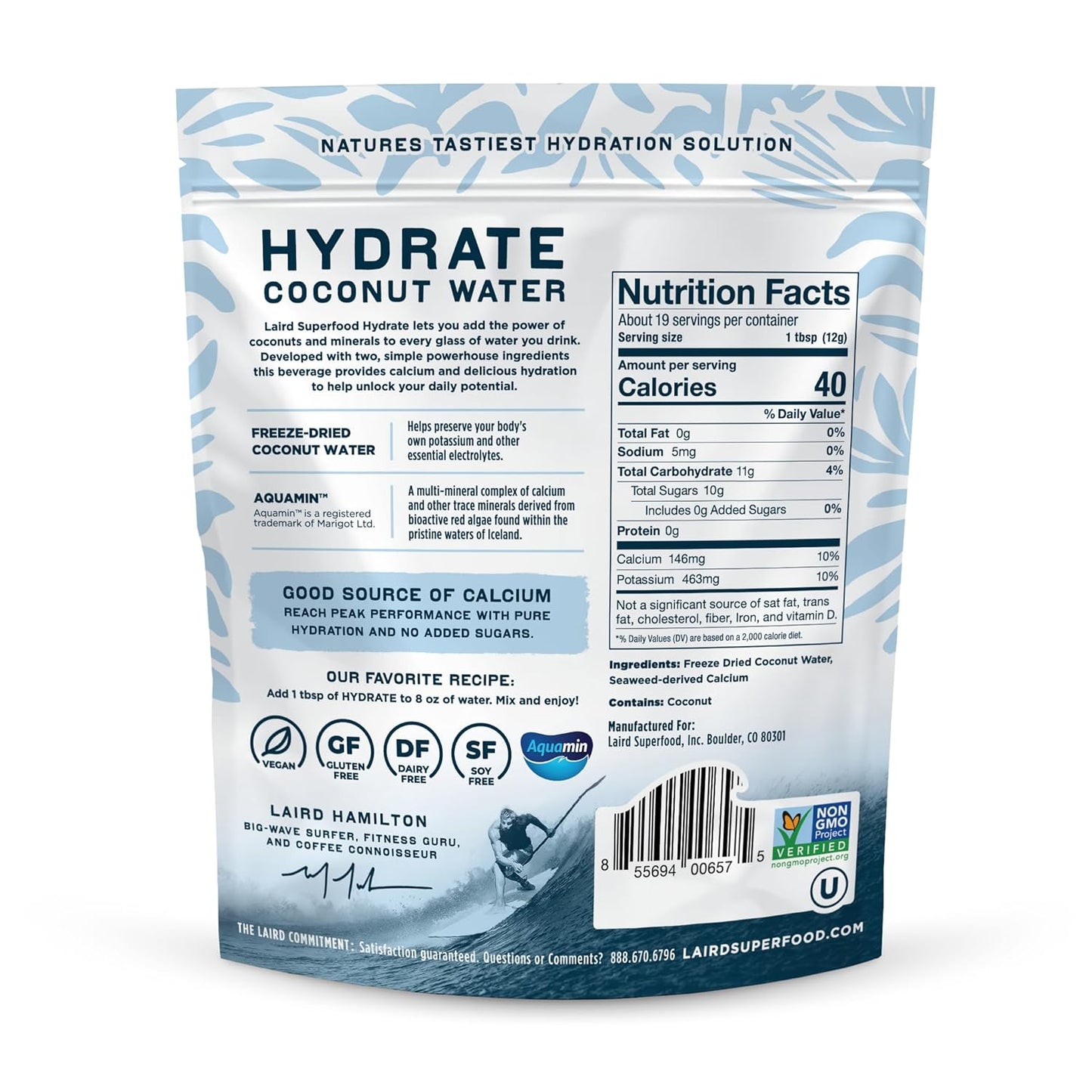 Laird_Superfood_HYDRATE_Coconut_Water_Powder_Drink_Supplement_with_Coconut_Water_and_Auqamin,_All_Natural,_No_Added_Sugars,_Gluten-Free,_Non-GMO,_Vegan,_8_oz._Bag,_Pack_of_1