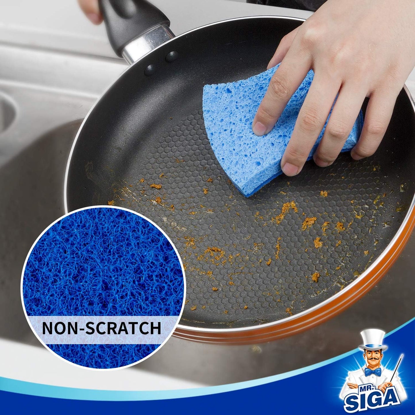 MR.SIGA_Non-Scratch_Cellulose_Scrub_Sponge,_Dual-Sided_Dishwashing_Sponge_for_Kitchen,_12_Pack