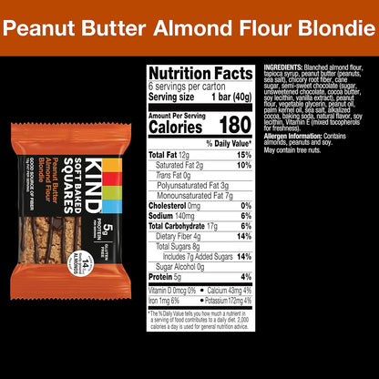 KIND_Soft_Baked_Squares,_Peanut_Butter_Almond_Flour_Blondie,_Healthy_Snack_Bars,_Gluten_Free,_5g_Protein,_6_Count