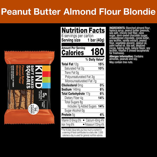 KIND_Soft_Baked_Squares,_Peanut_Butter_Almond_Flour_Blondie,_Healthy_Snack_Bars,_Gluten_Free,_5g_Protein,_6_Count