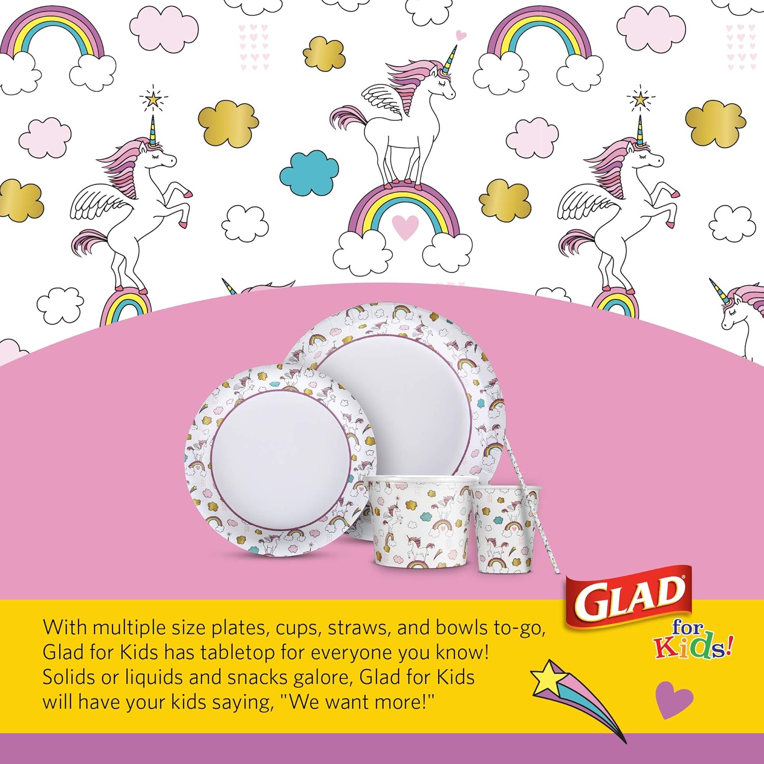 Glad_for_Kids_Unicorn_Theme_Disposable_Paper_Plates,_Heavy-Duty_Soak-Proof_Round_Plates_for_Kids_Birthdays,_Parties,_and_Everyday_Meals,_Microwave_Safe,_8.5_Inch,_20_Count