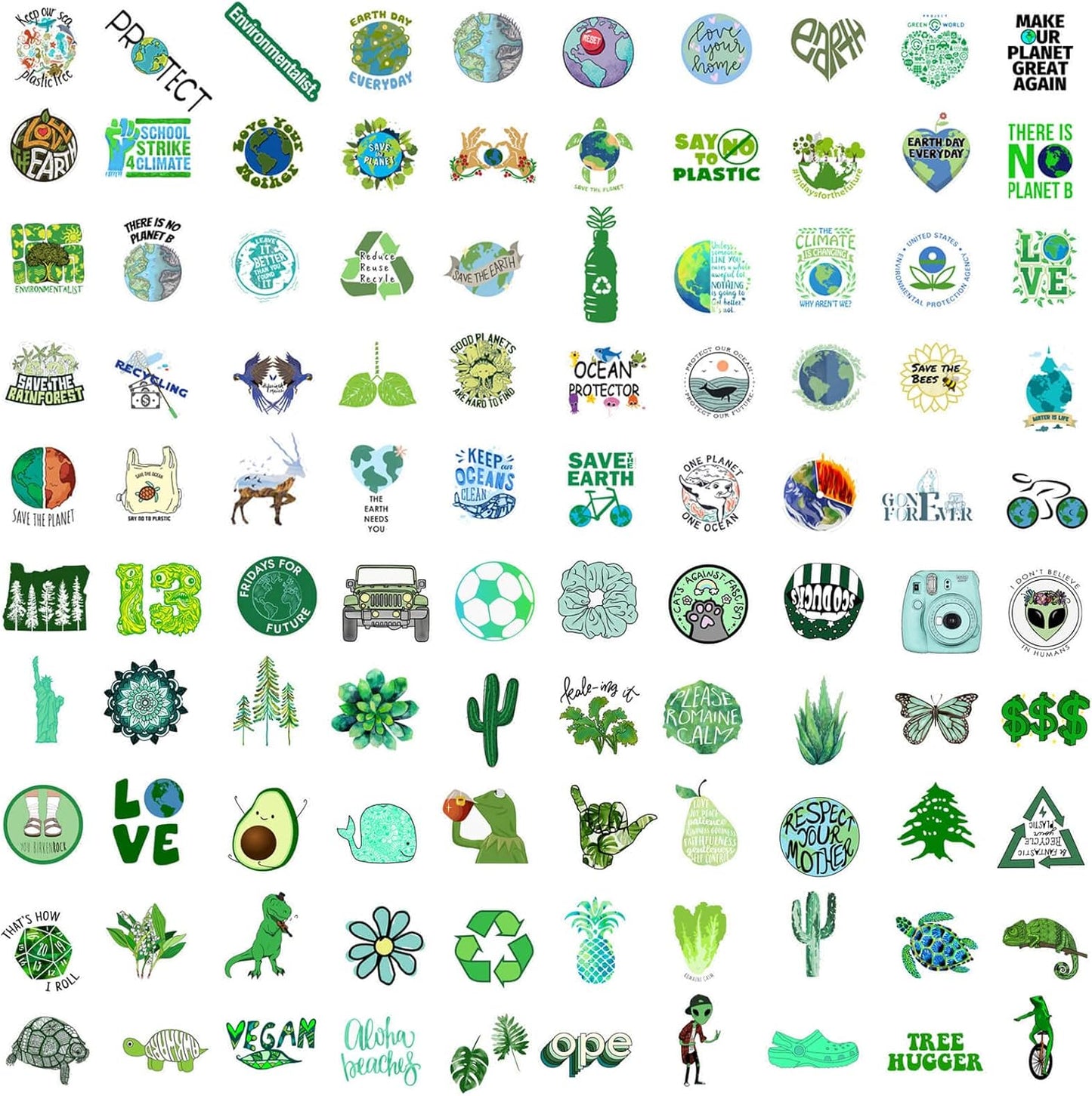 100PCS_Earth_Day_Stickers,_Environmental_Protection_Vinyl_Waterproof_Stickers_for_Water_Bottles,_Laptops,_Skateboards_&_Notebooks,_Save_the_Earth_Environmental_Decals_for_Kids_Teens_Students
