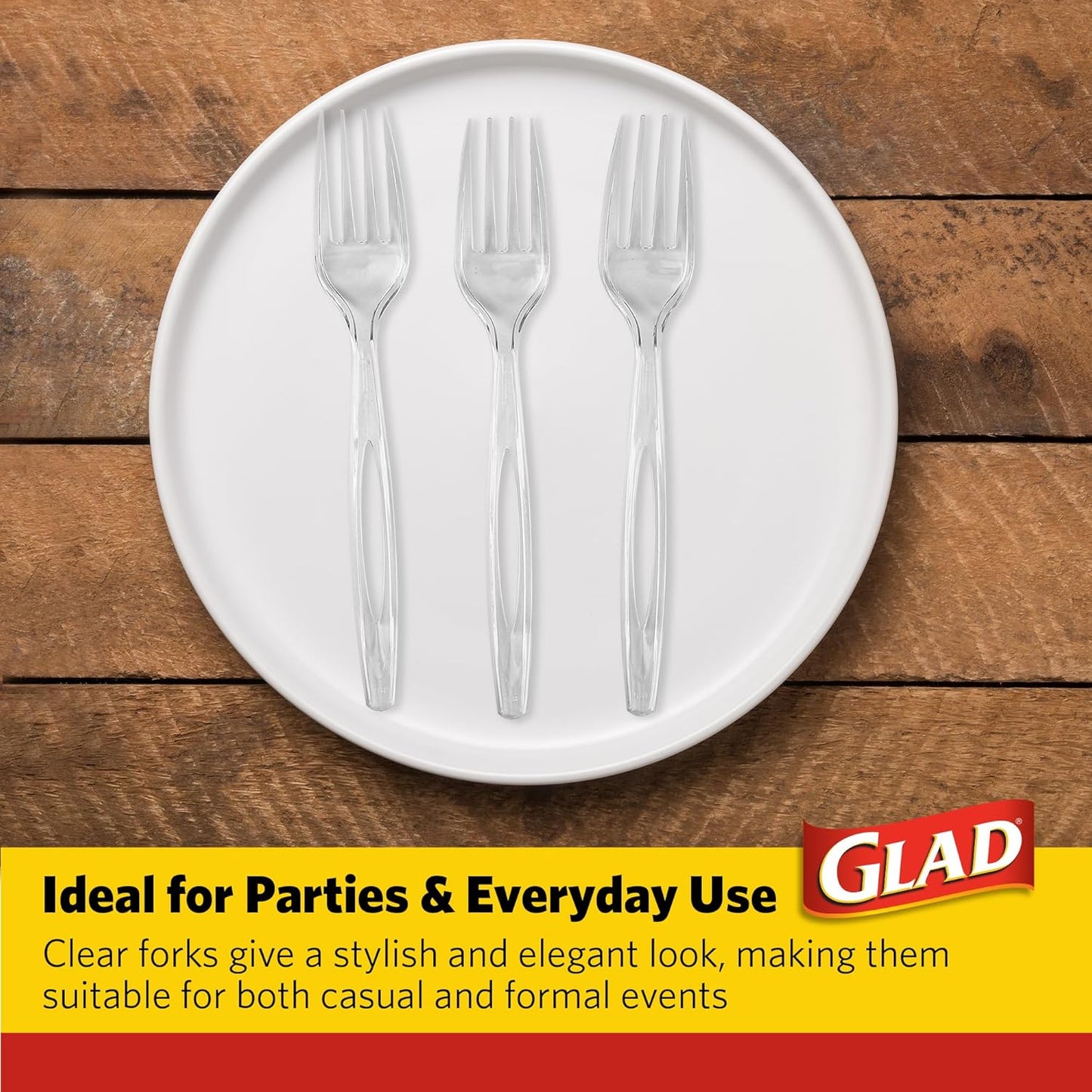 Glad_Clear_Heavy_Duty_Plastic_Forks,_Reduced-Plastic_Open_Handle,_Break-Resistant_Disposable_or_Top-Rack_Reusable_Cutlery_for_Parties,_Camping_&_Everyday_Meals,_Standard_Size,_70_Count