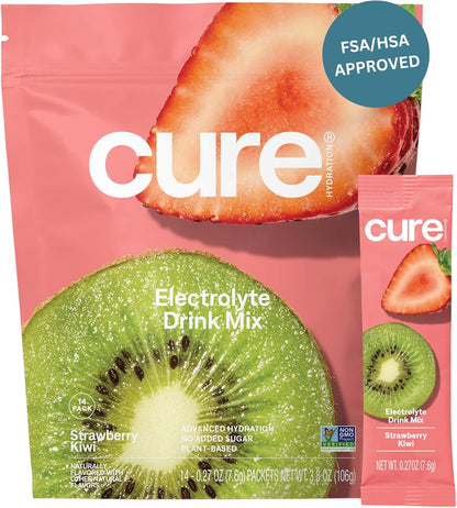 Cure_Hydration_|_Plant-Based_Electrolyte_Drink_Mix_|_No_Added_Sugar_|_FSA-HSA_|_Dehydration_Relief_Powder_Made_with_Coconut_Water_|_Non-GMO_|_Vegan_|_Pouch_of_14_Packets_-_Strawberry_Kiwi